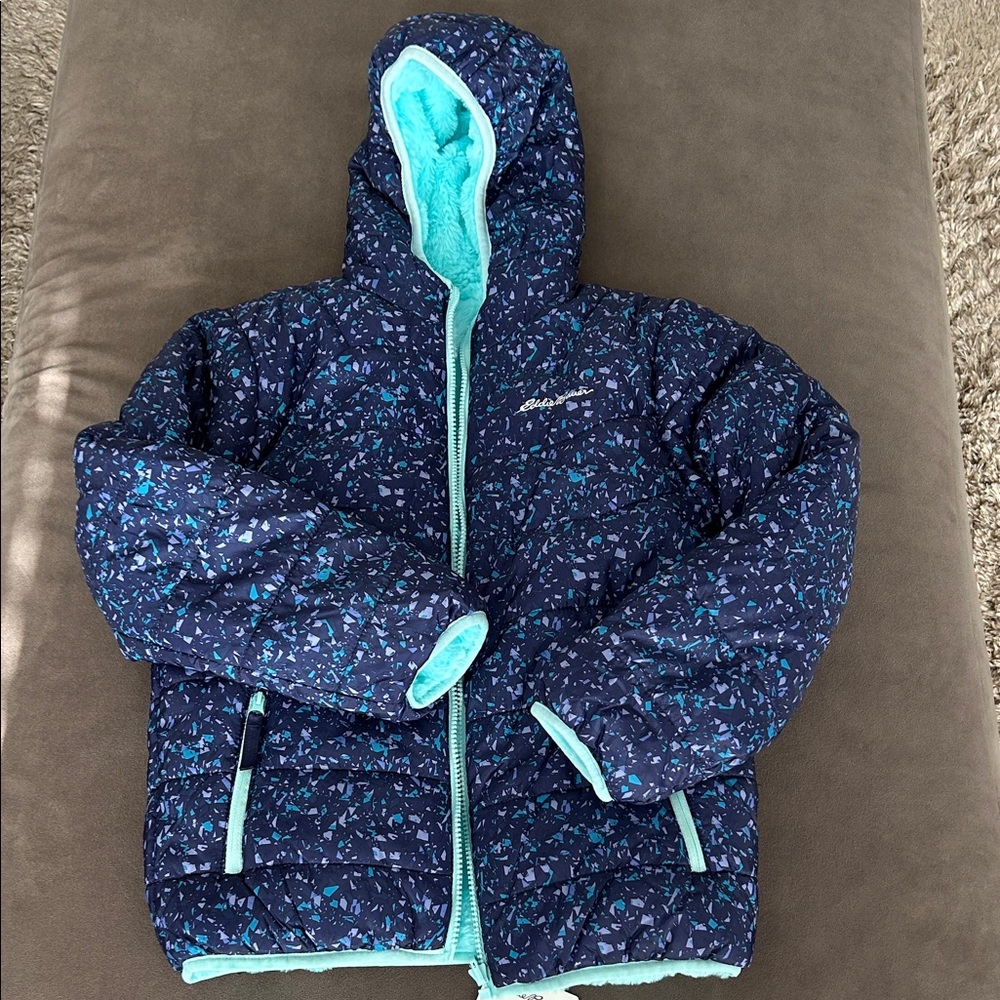 Eddie Bauer Girls Youth Blue Reversible Jacket